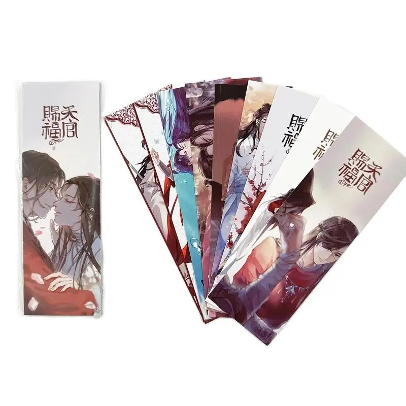 10 pz/set Anime cielo segnalibro benedizione ufficiale Tian Guan Ci Fu fai da te libro dei cartoni animati segni titolare regalo Cosplay