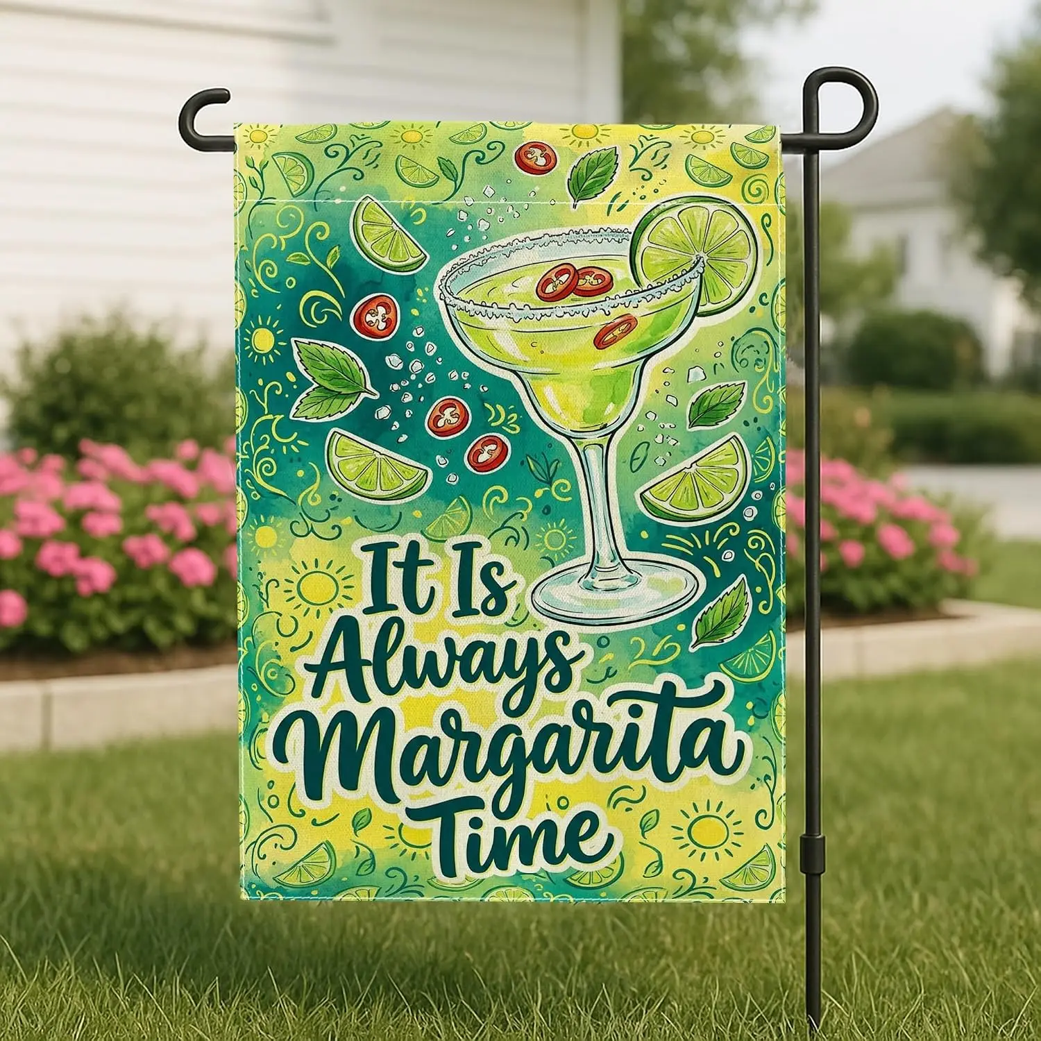 Margarita Garden Flag, Summer Festive Lime Sun Summer Green Burlap Double Sided Small Garden Yard Flag for Outdoor Lawn Fron xxl