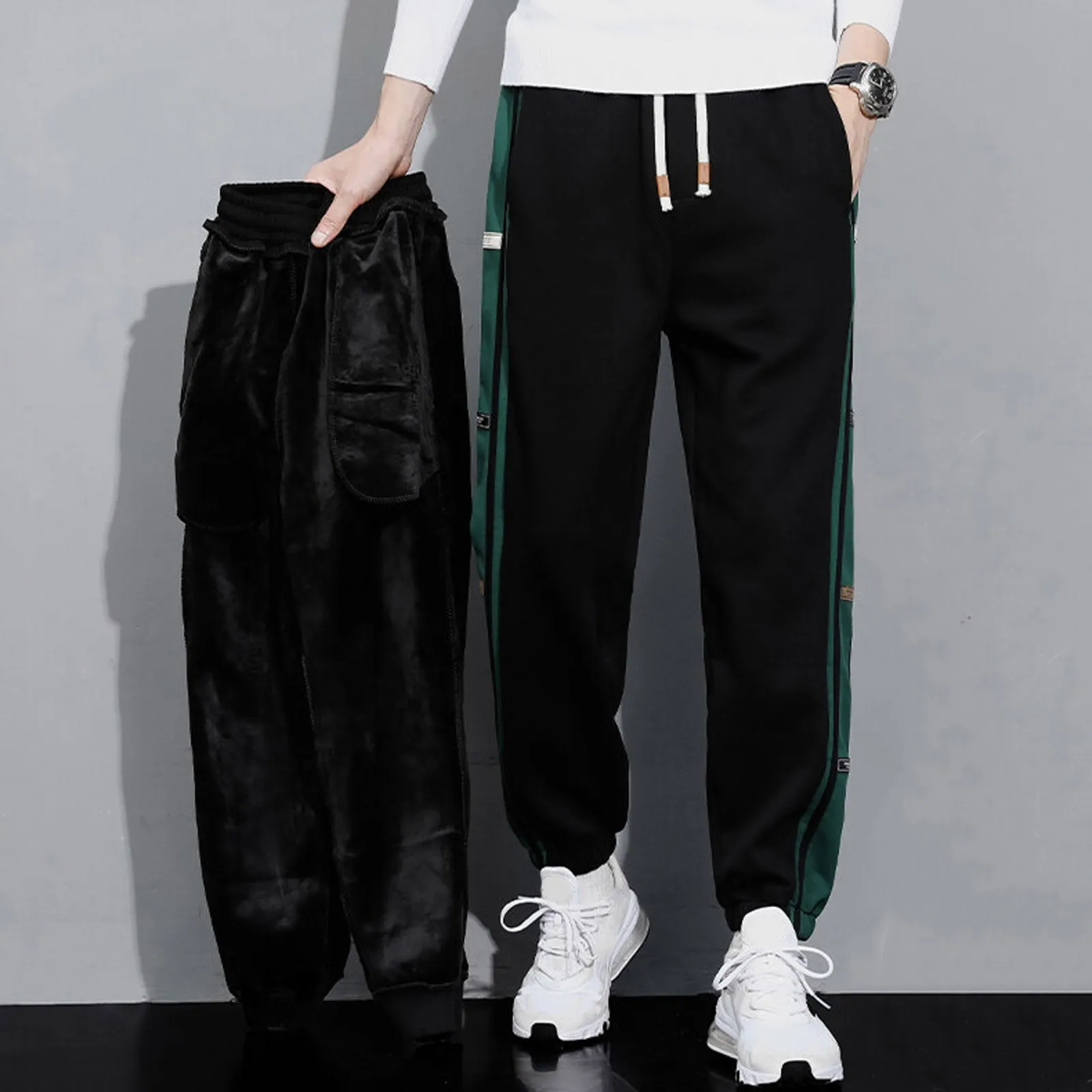 Male Sports Pants Thin Wide Leg Striped Men' Sweatpants Jogger Big Tall Man Sport Popular Clothes Style Foam House Trousers Men