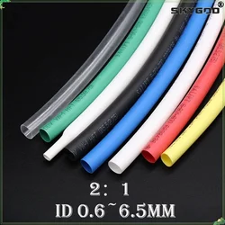 2M Heat Shrink Tube Dia 0.6 0.8mm 1mm 2mm 3mm 4mm 5mm 6mm 2:1 Shrink Ratio Polyolefin Insulated Cable Wire Protect Sheath