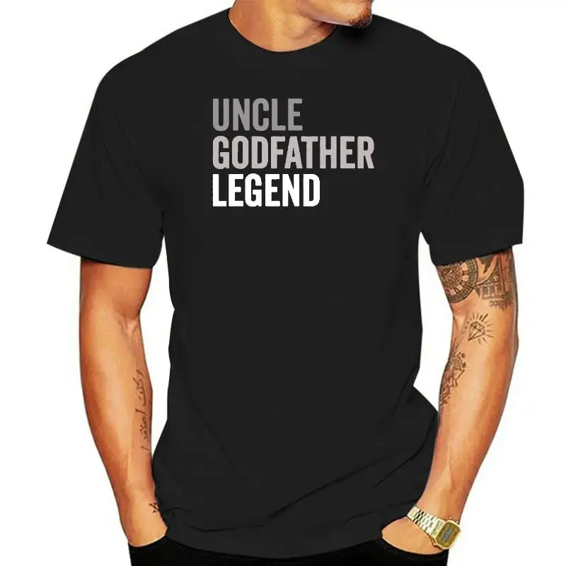 Mens Uncle Godfather Legend For A Favorite Uncle Family Baptism T-Shirt Graphic Slim Fit Tees Cotton T Shirts For Male Print