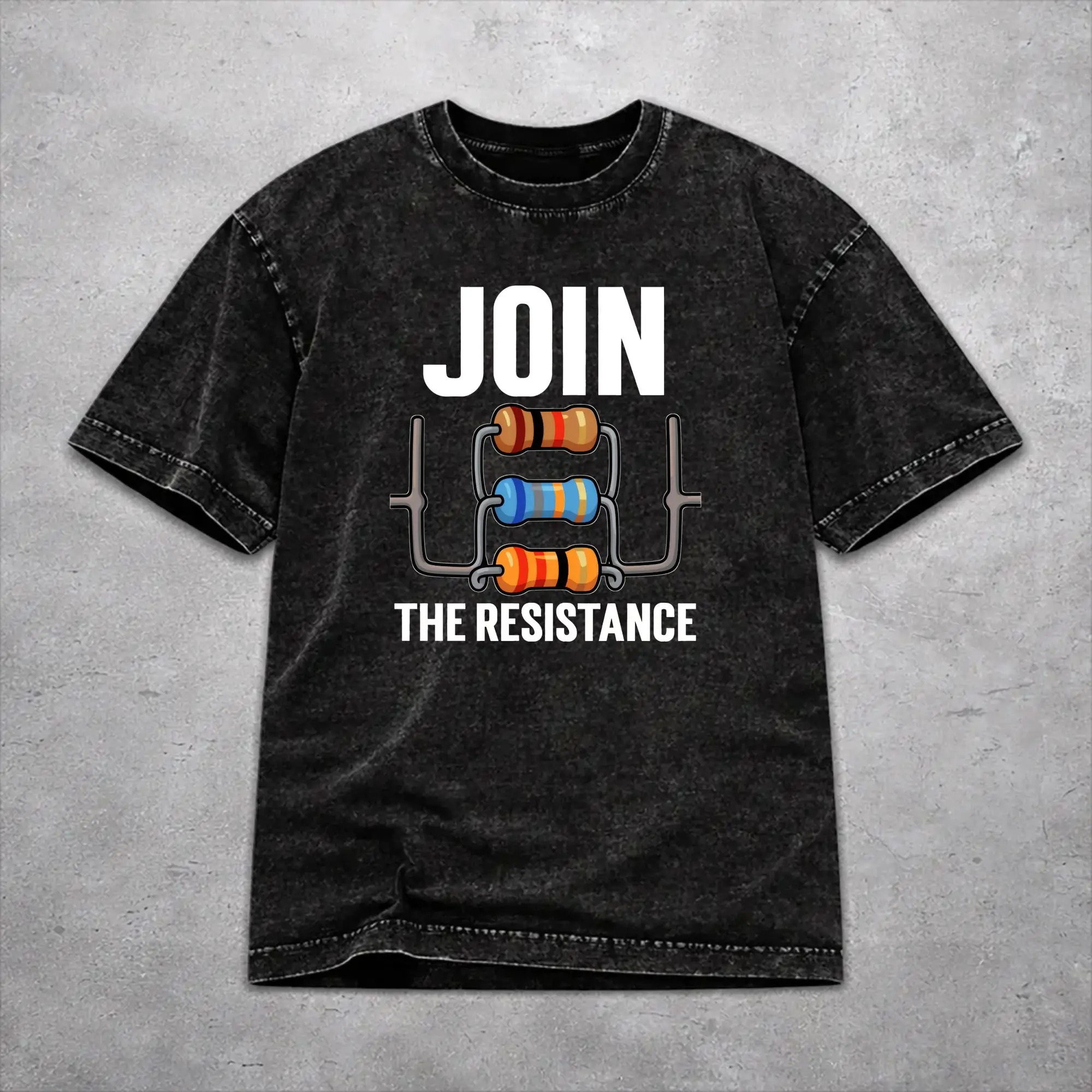 Join the Resistance Engineer  Washed T Shirts Streetwear Hip Hop Vintage T-Shirts  Tee Shirt for Men Women Short Sleeve Harajuku