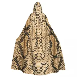 Adult Cloak Cape Hooded Vintage Snake Skin Medieval Costume Witch Wicca Vampire Carnival Party