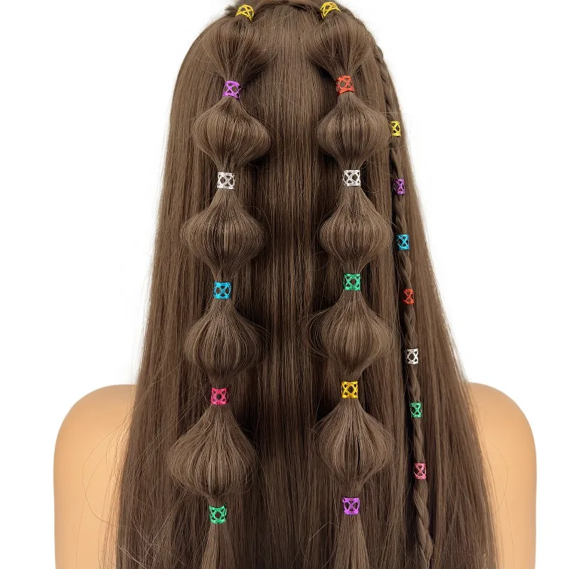 

100PCS Colorful Dreadlock Hair Kit Street Boho Style Party Braid Accessories Mixed Metal Cuffs Easy Use for Woman Festival Look