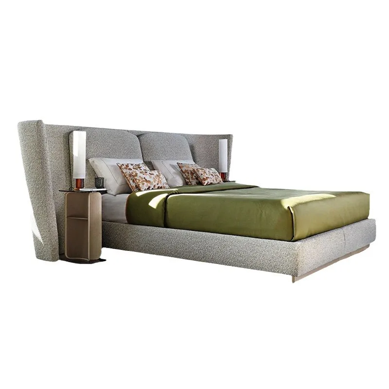 

Italian Furniture Villa Mansion High-end Fabric Double Bed