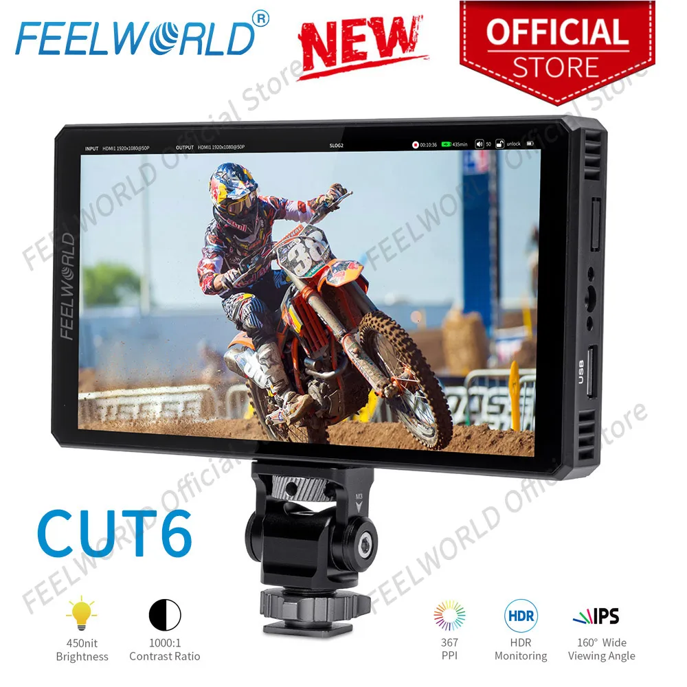 FEELWORLD CUT6 6 inch Touch Screen Monitor Recorder HDR FHD IPS 4K HDMI 3D LUT with Waveform  Recording for Gimbal Rig Youtube