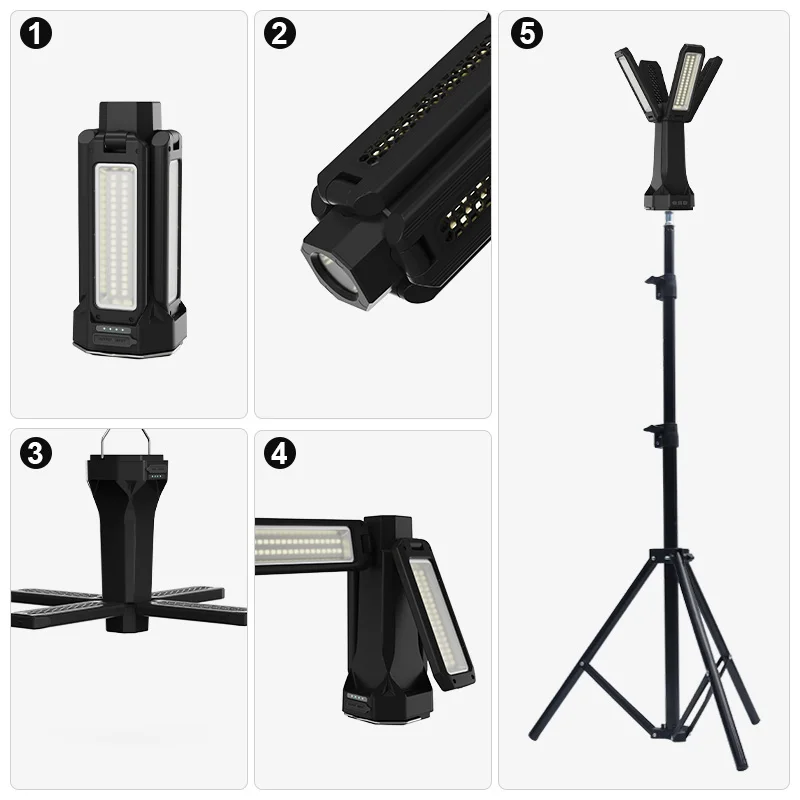 Fabriek direct helder 16000mAh magnetisch opvouwbaar campinglicht Vierbladige verlichting Campinglicht