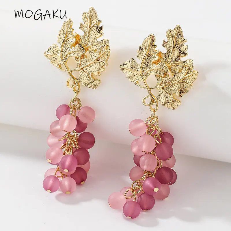 

MOGAKU Purple Grape Fruit Dangle Earrings for Women Girls Daily Party Statement Accessories Fashion Crystal Tassel Jewelry Gifts