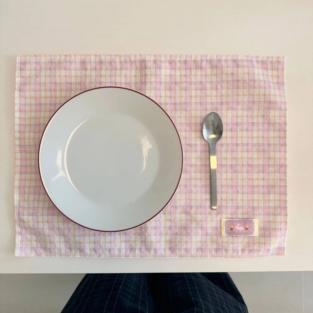 Korean INS Bubble Checkered Color Cotton Fabric Handmade Coaster Mat Dining Mat Placer Kitchen and Restaurant Props