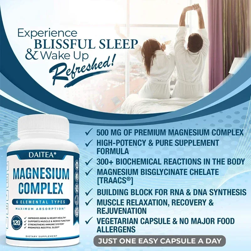 Magnesium Complex - Citric Acid, Malic Acid, Magnesium Oxide for Muscles, Joints, Sleep, Blood Sugar Regulation, Immunity