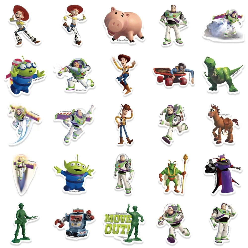 50pcs Disney Anime Toy Story Cartoon Stickers Decals Kids Toy Laptop Phone Scrapbook Luggage Car Decoration Birthday Party Decor