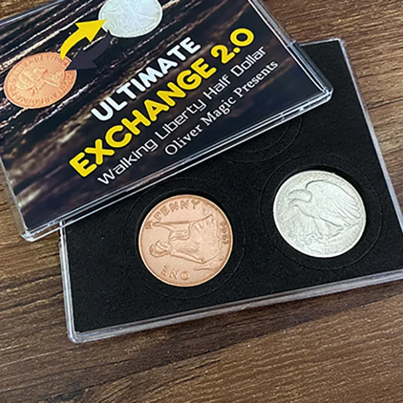 

Gimmick Ultimate Exchange 2.0 (Walking Liberty Half Dollar) Magic Tricks Coin Change Magia Magician Close Up Illusions Props
