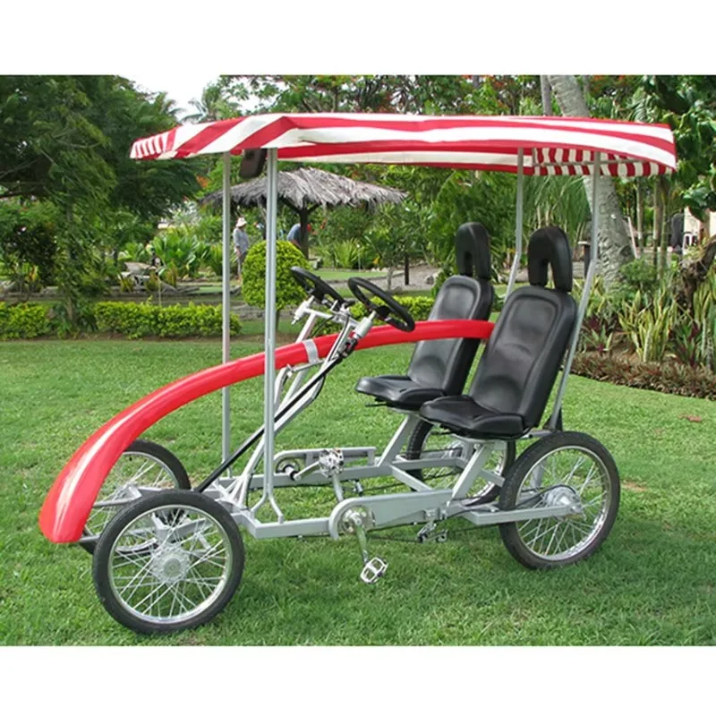Top Quality Red 2 Person 4 Wheel Double Bicycle Surrey Bicycle