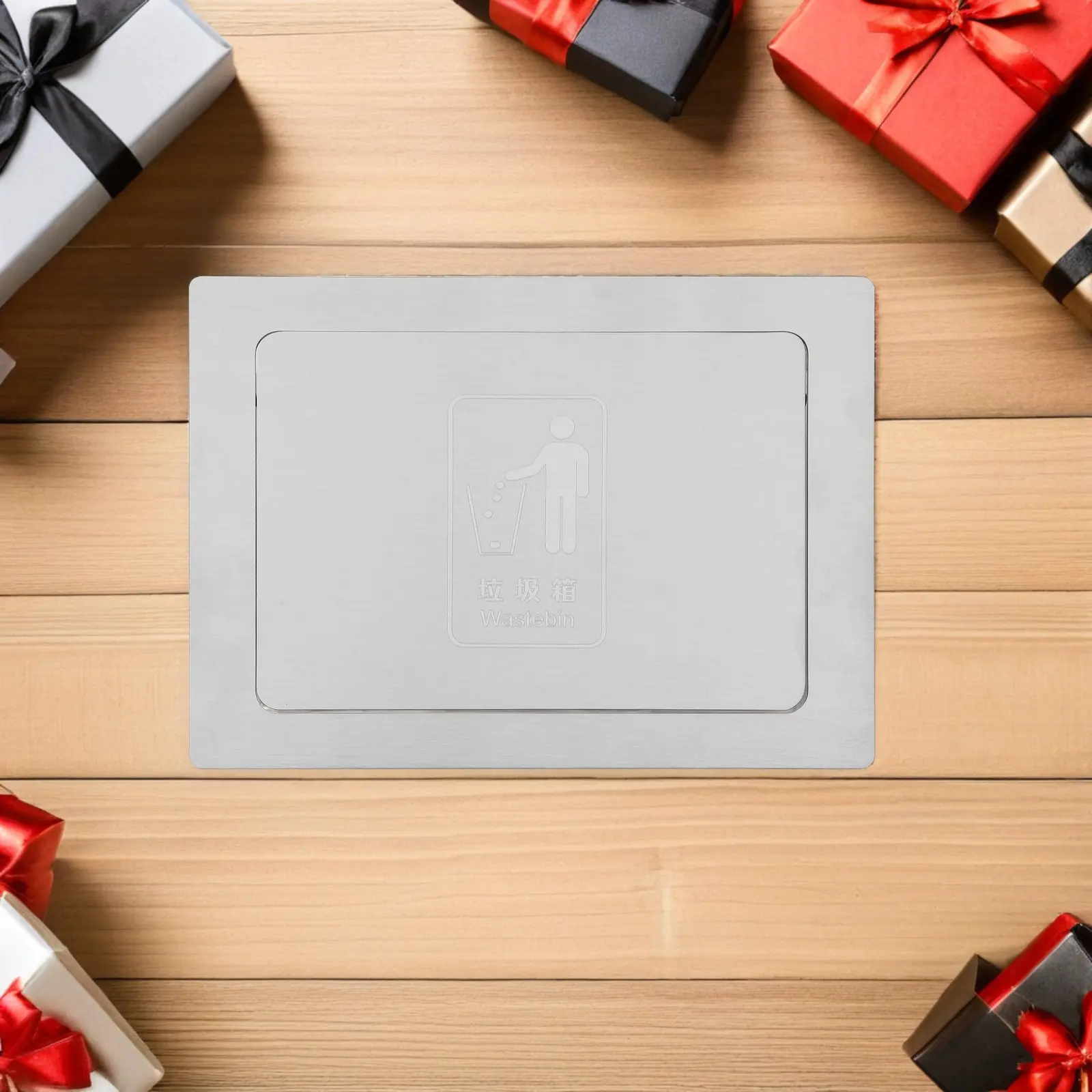 

Built-in Countertop Recessed Trash Can Lid Stainless Steel Push-to-Open Embedded Waste Cover Odor Controlling for Bubble Tea