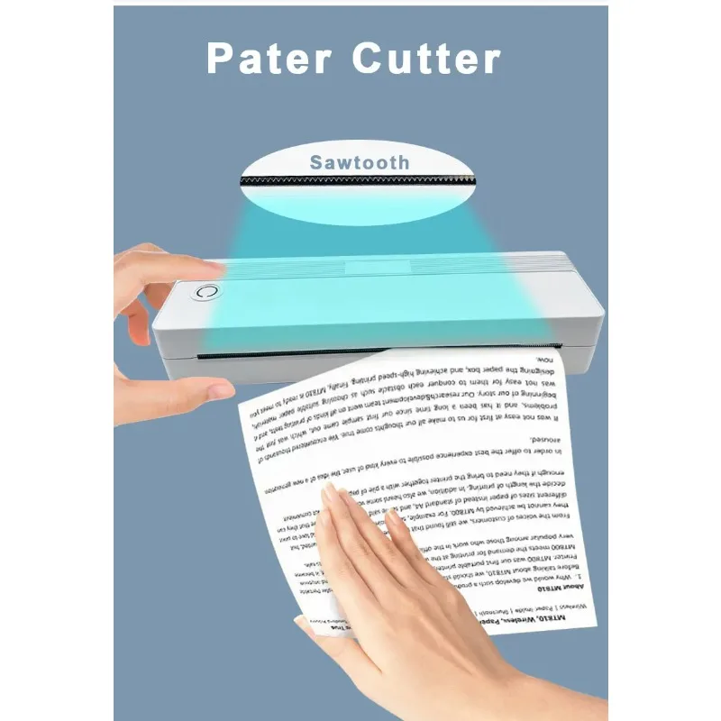 طابعة حرارية محمولة قابلة لإعادة الشحن، واجهة USB صغيرة باللونين الأبيض والأسود لطباعة مستندات الصور