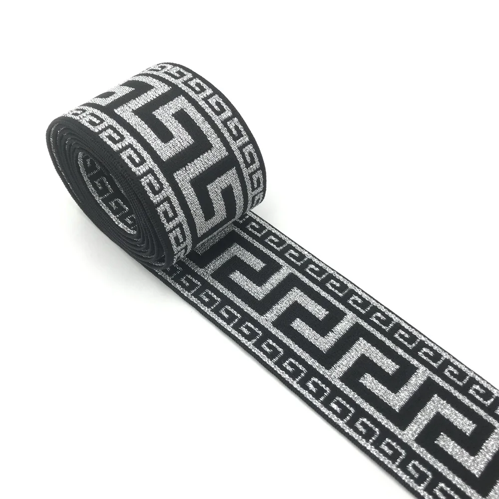 2 mt/los 27/40mm Herz Stern Leopard Glitter Silber Elastische Bands Jacquard Elastische Band Für Bekleidungs Hosen DIY Nähen Zubehör – Detail 6