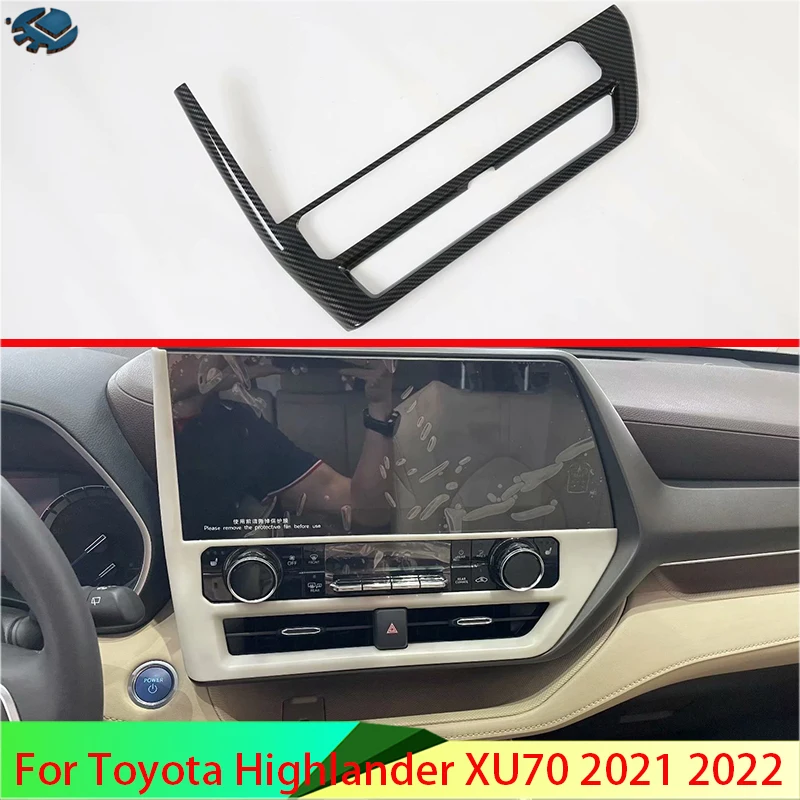 

For Toyota Highlander XU70 2021 2022 Carbon Fiber Style Navigation Box Car Sticker Navigation Switch Panel