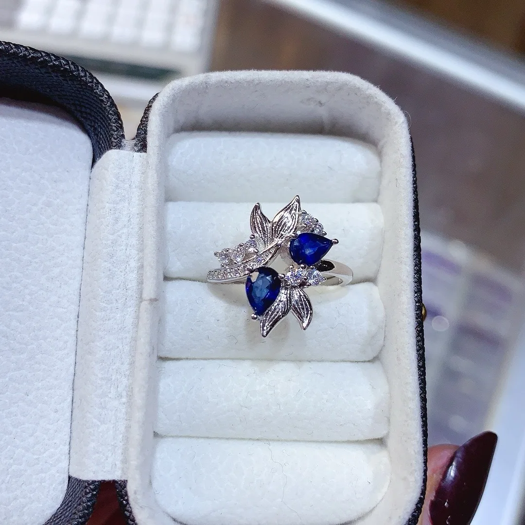 

Блестящий натуральный сапфир S925 Кольцо Изысканные дизайнерские украшения для торжеств или повседневного ношения Сверкающие элегантные ювелирные изделия