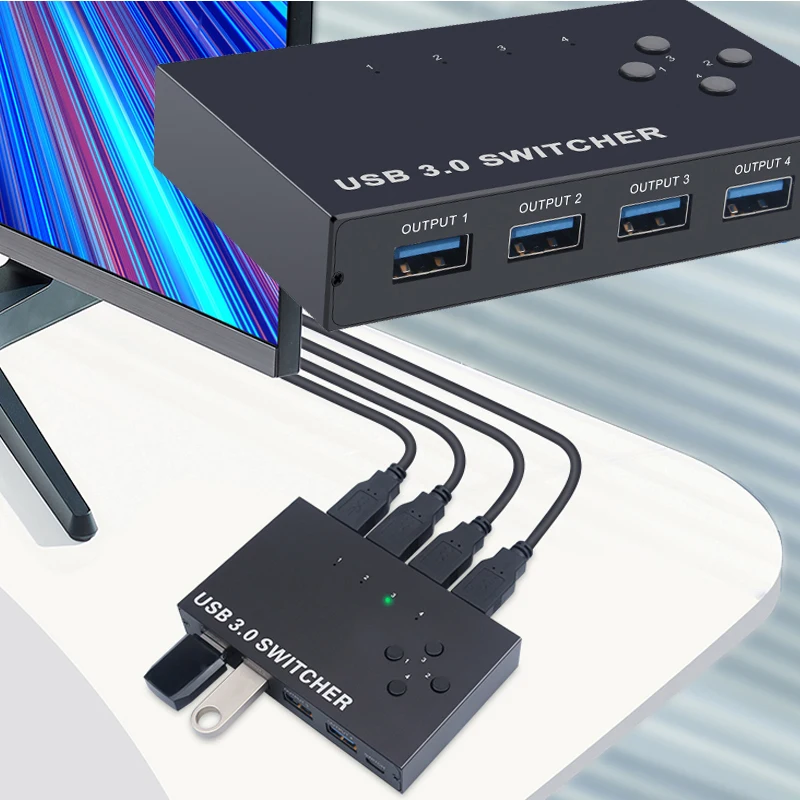 อะแดปเตอร์แยกอินเทอร์เน็ตสำหรับสถานีท่าเรือตัวขยายตัวแปลงคอนโทรลเลอร์แบบซิงโครนัส USB สวิตช์ USB3.0 4Out 4In