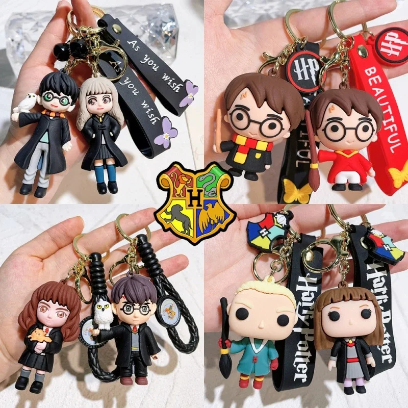 Llavero de PVC con figura de anime de Harry Potter, colgante de mago para bolso, llavero para mujeres y hombres, accesorios de adorno para mochila de dibujos animados G