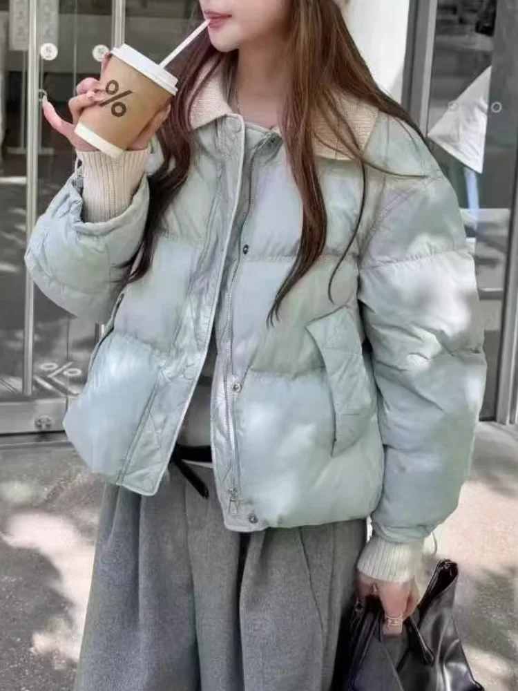 

Женская утепленная куртка-пуховик с воротником-стойкой, зимняя теплая хлопковая верхняя одежда в корейском стиле, свободный крой