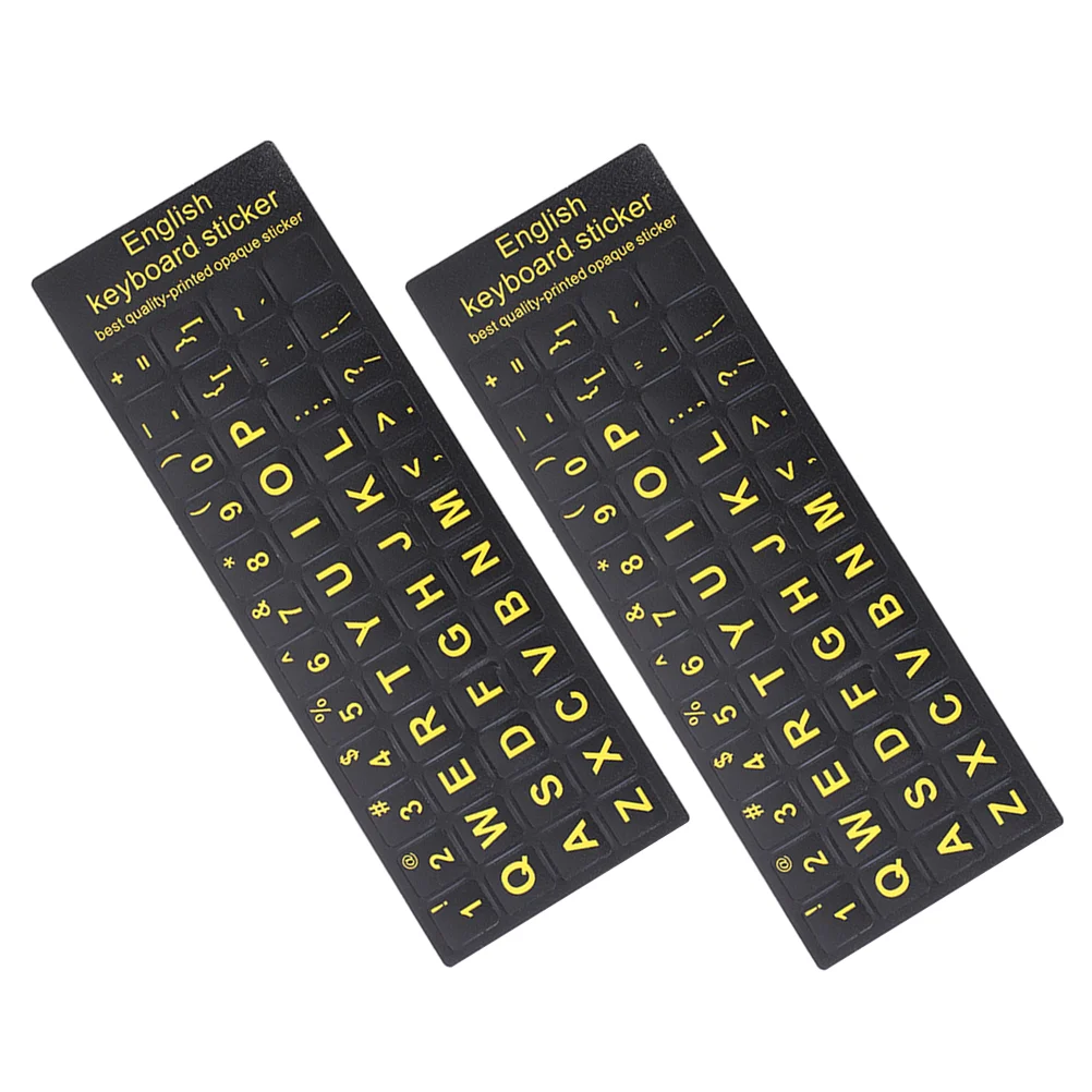 

2pcs English Keyboard Letter Stickers Self Adhesive Waterproof Dustproof Universal For Laptops And Desktops Durable Anti Slip