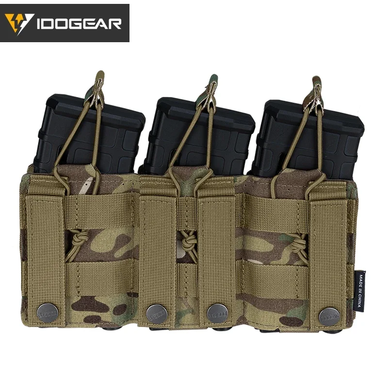 IDOGEAR Tactical LSR 9mm 556 Mag Pouch Triple Mag Carrier MOLLE Pouch Laser Cut Sport 3570