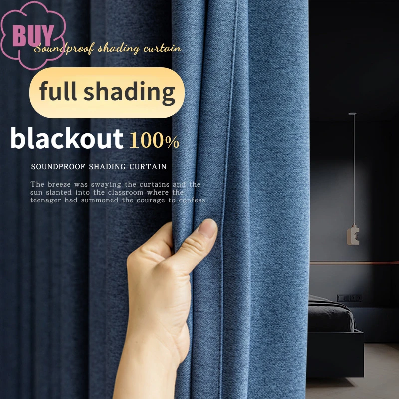 

Full Shading Thickened Sound Insulation Sunscreen Cotton Linen Curtains for Bedroom Living Room French Window Balcony Window