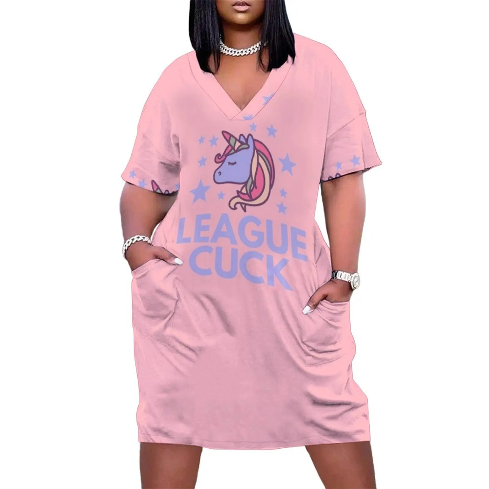 I Suck At Fantasy Football T Shirt Unicorn Pink - League Cuck Shirt Loose Pocket Dress Casual dresses dresses for woman