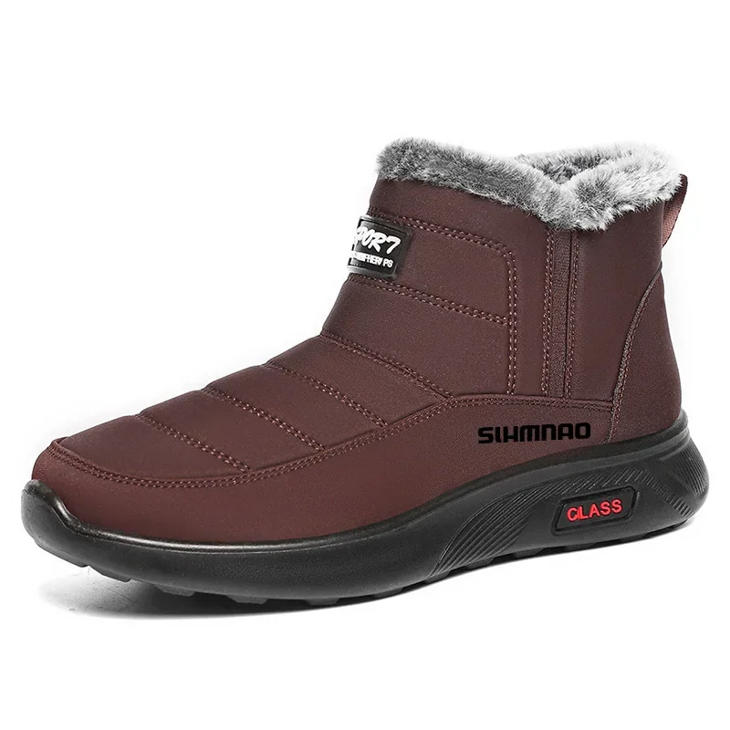 Zapatos de algodón para hombre, botas cálidas de terciopelo grueso para pesca, montañismo al aire libre, senderismo y ciclismo, invierno, 2025