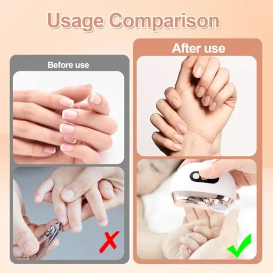 เครื่องตัดแต่งเล็บและขัดเงาไฟฟ้า 2in1 พร้อมกล่องเก็บเศษเล็บ ไฟ LED ดีไซน์ชาร์จ USB ใช้งานได้อย่างปลอดภัยและง่ายดาย