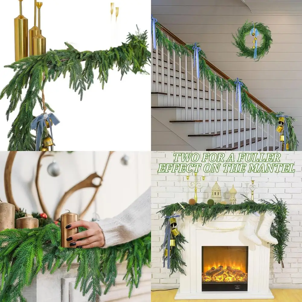 

Реалистичная 9-футовая искусственная рождественская сосновая гирлянда для праздничного декора: для внутреннего и наружного использования