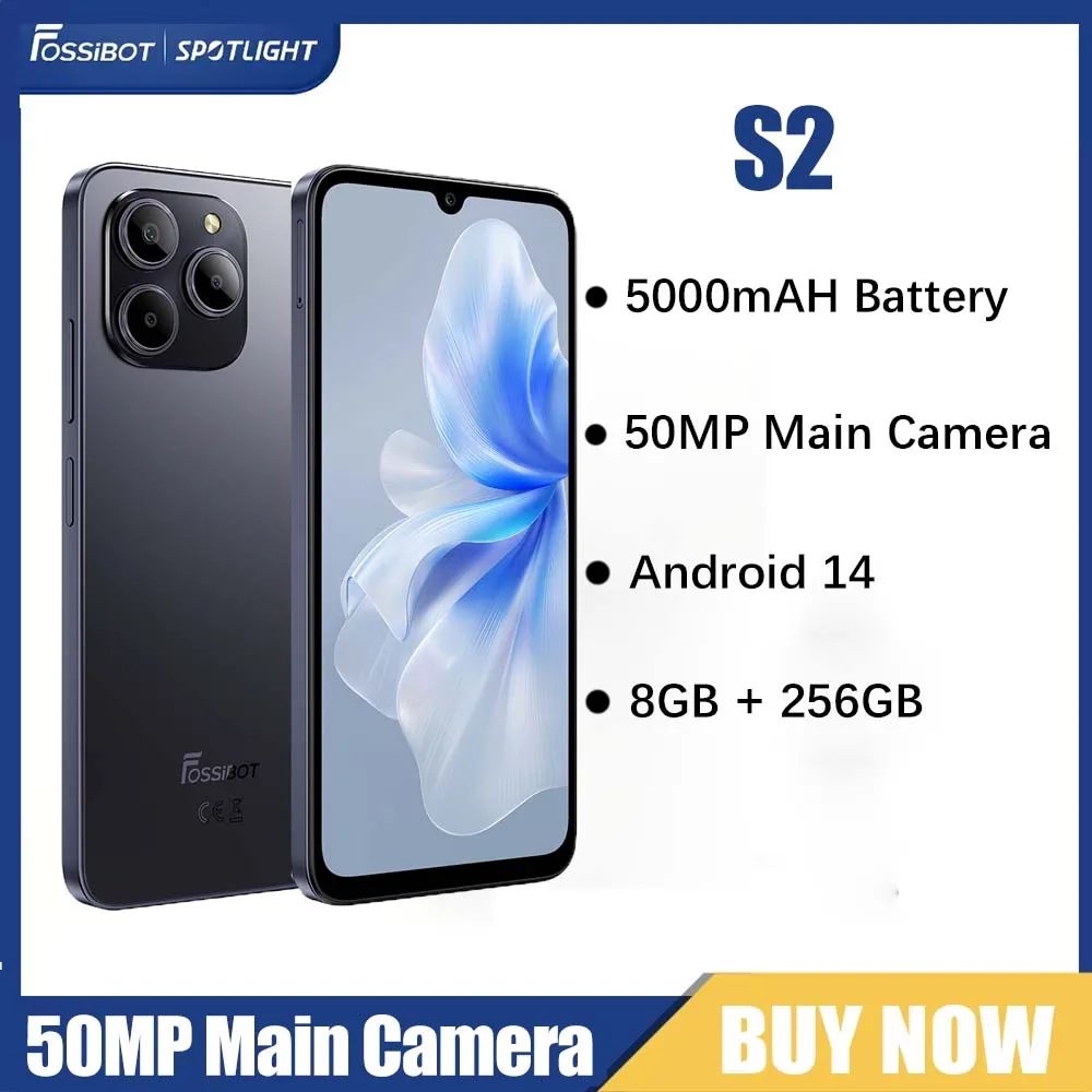 Fossibot S2 Smartphone 5000mAh Battery 50MP Main Camera UP to 20GB+256GB Phone Helio G85 Octa-core Android 14 NFC Cell Phone