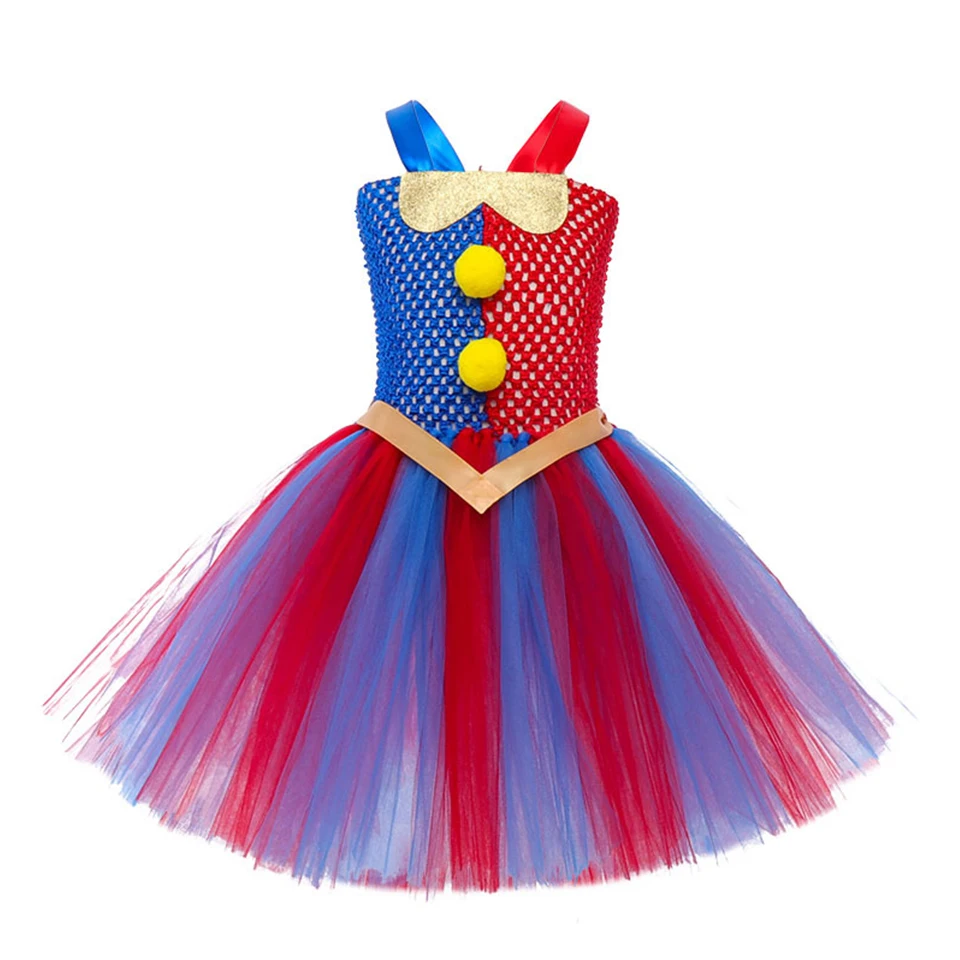 Children's Halloween Cosplay Cartoon Movie Digital Circus Clown Costume Carnival Fancy Girl Masquerade Elegant Party Pomni Dress