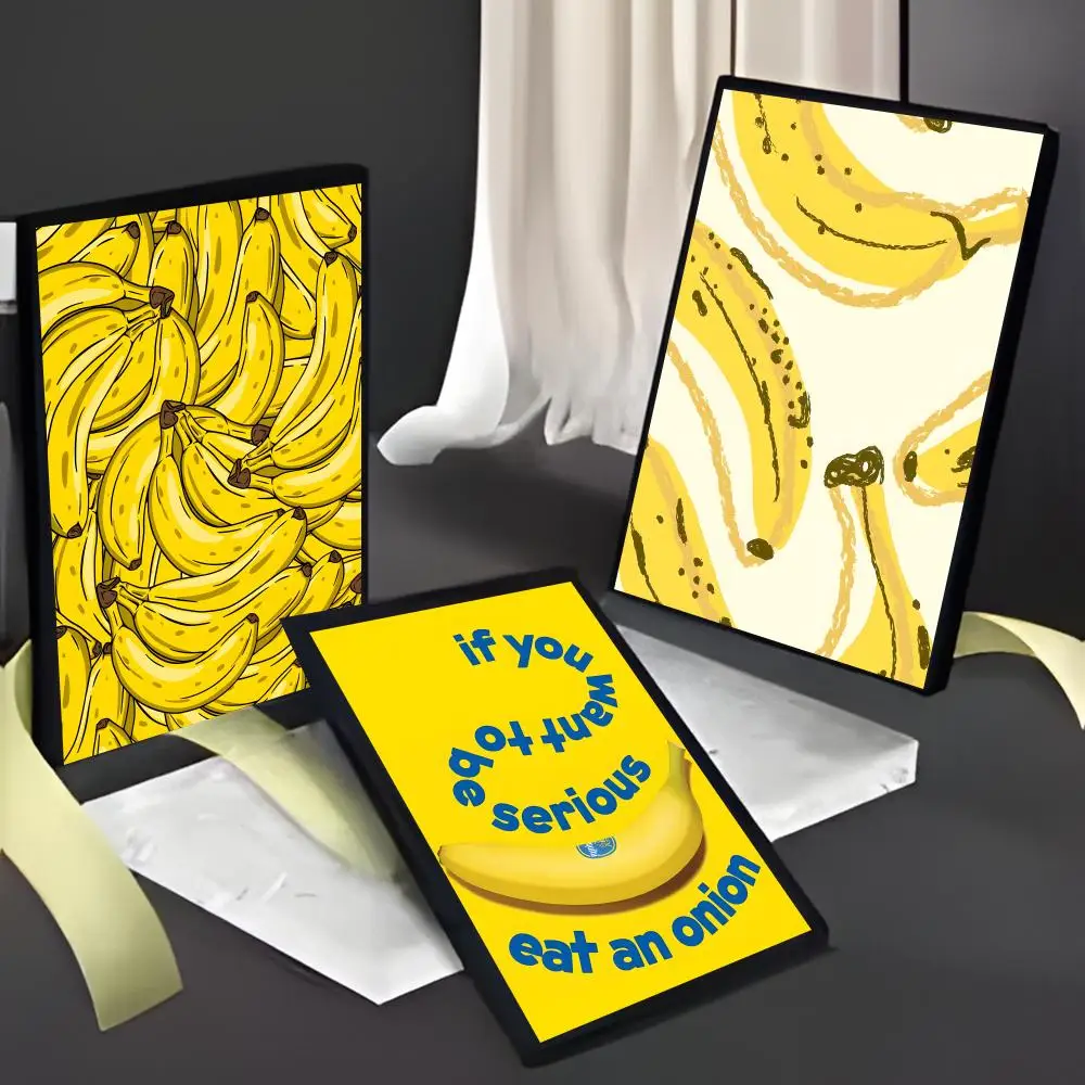 Cheerful Tropical B-Banana Illustration Yellow Fruit Kitchen Art Poster American Film Mural Home Childrens Room Wall Decor Print