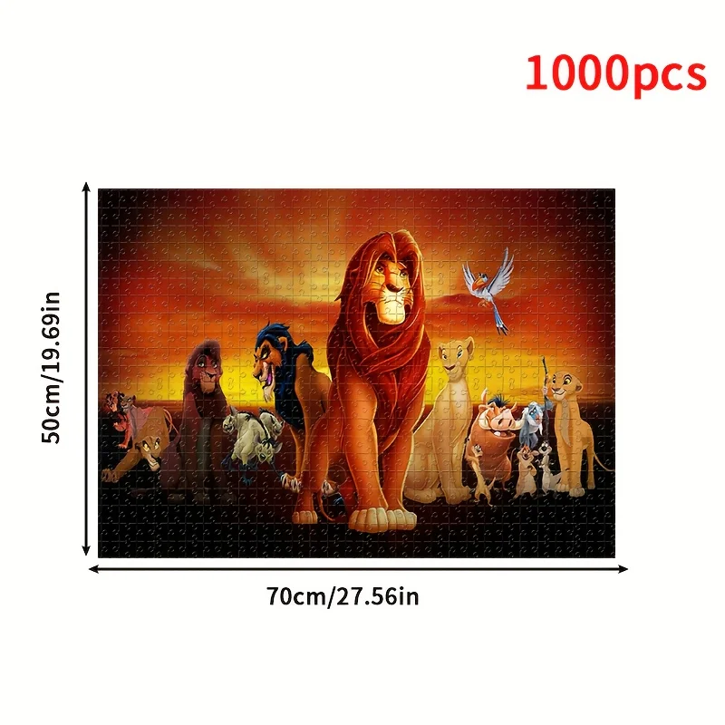 1000ピース パズル - ライオンキング シンバ、ナラ、スカー - 壁掛け式パズル 大人向け、家族向けインタラクティブゲーム、ハロウィンなどに
