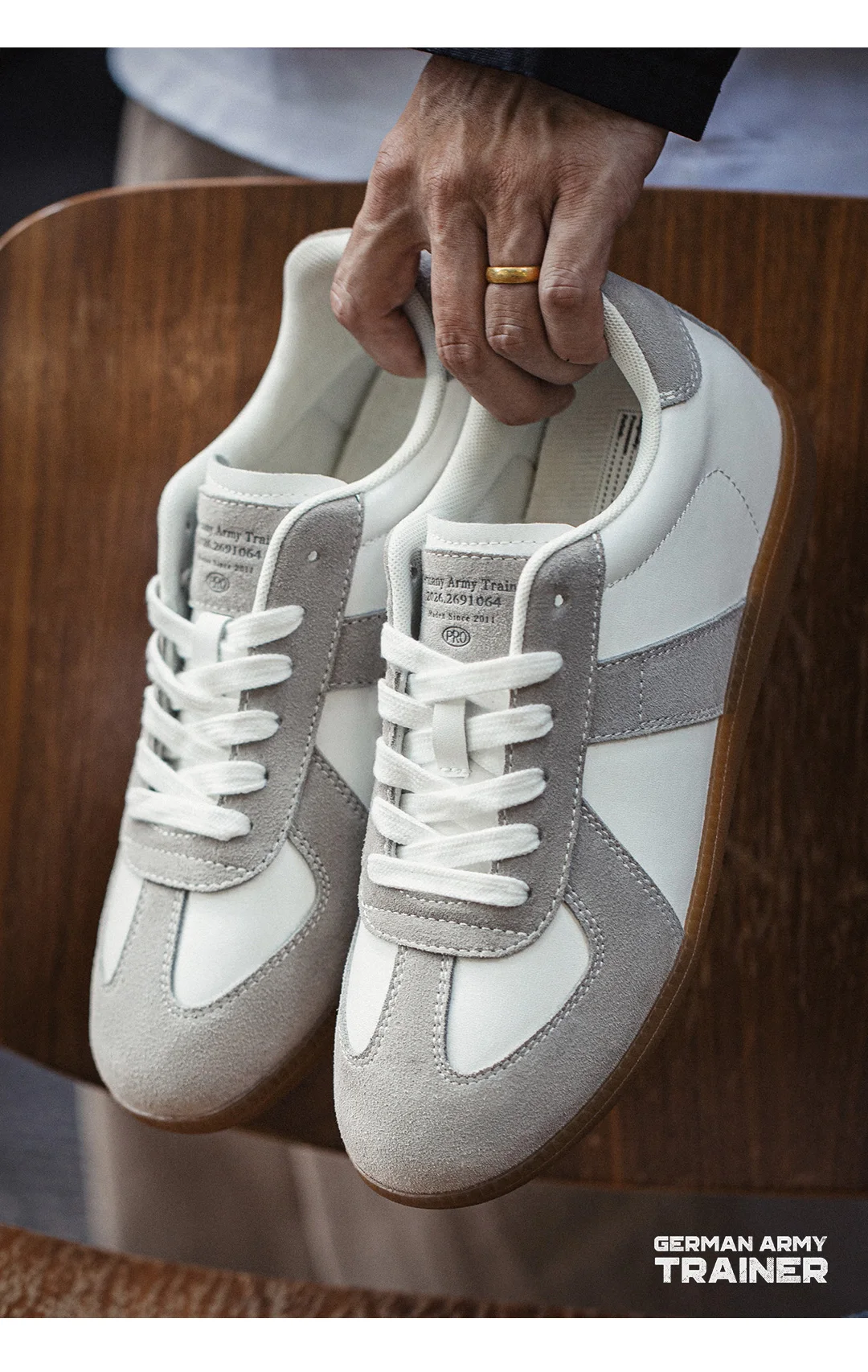 MADEN Men's 38- GATS White Hidden Elevator Height Increasing Trendy Low Top Sneakers Unisex Versatile Casual Shoes Autumn