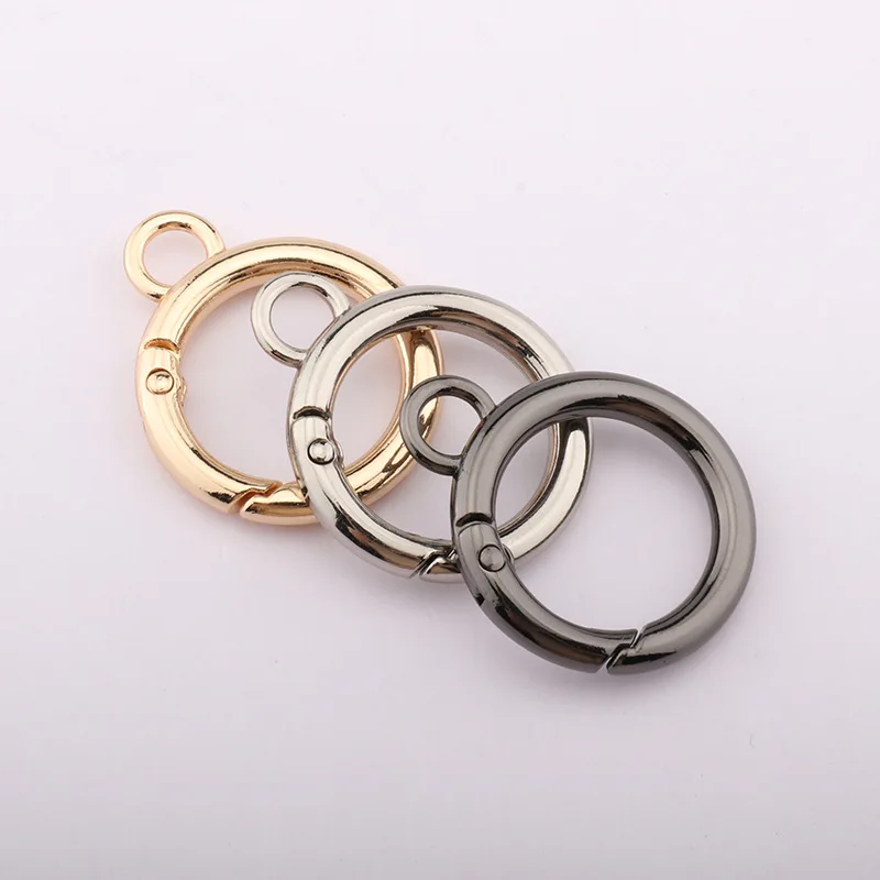 5Pcs Round Keychains Carabiners Clips Snap Hooks With Fixed Eyelet Spring Gate DIY Pendant Connector Cars Dog Chain Buckles