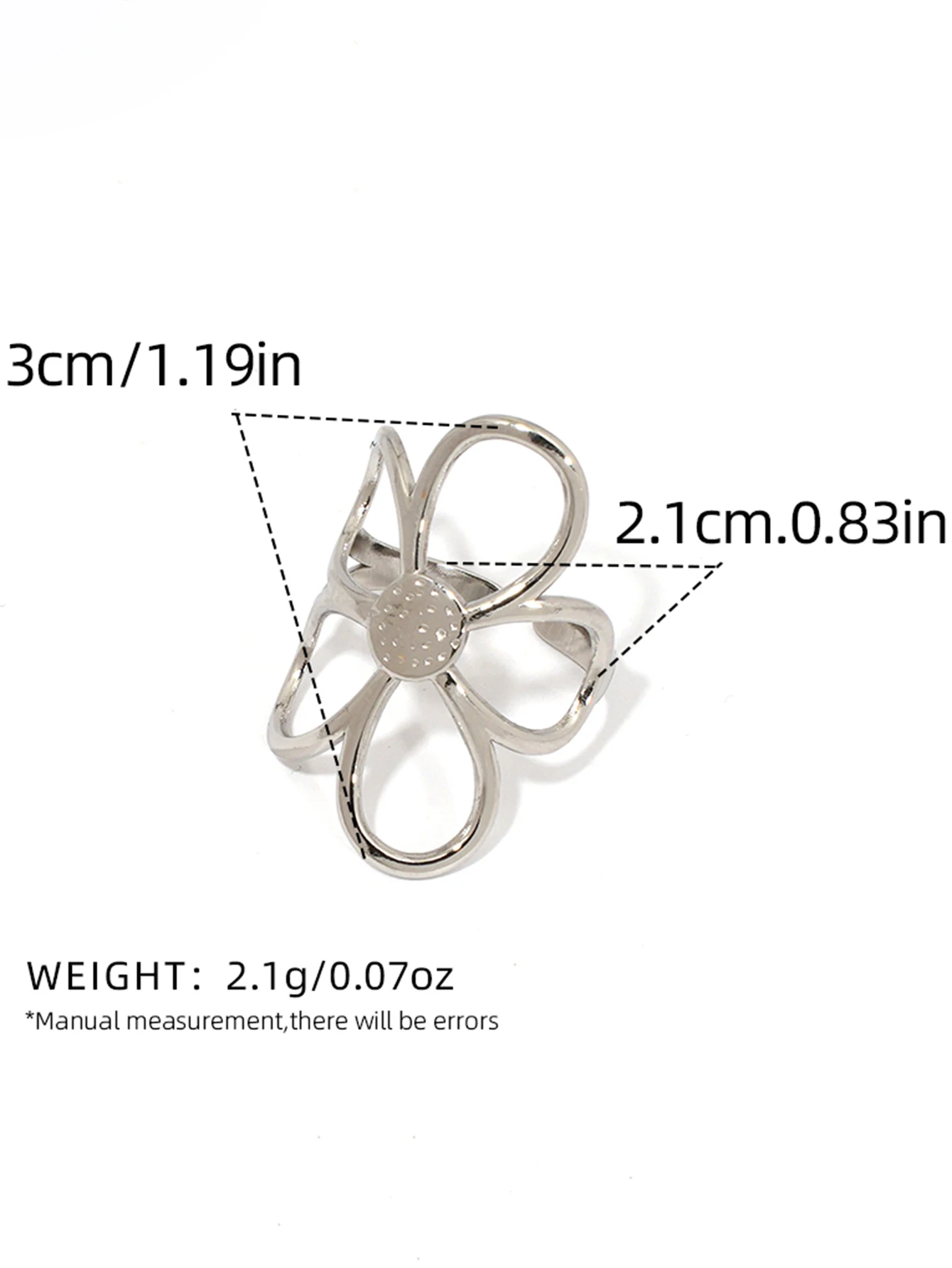 Stainless Steel Hollow Flower Retro Creative Light Luxury Open Ring 18K PVD Plated Anti Allergic Rust Proof Stylish Jewelry