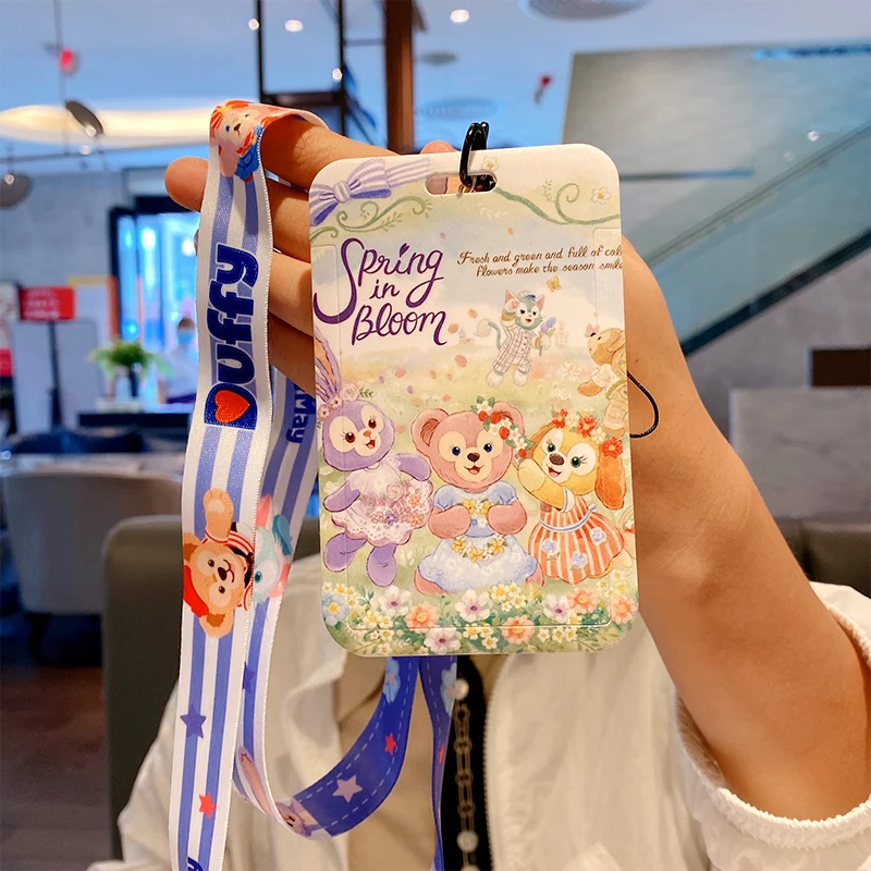 Japanese Disney Duffy Bear Card Certificate Cute Campus Student Working Id Office Halving Neck Rope Card Holder Anime Doll