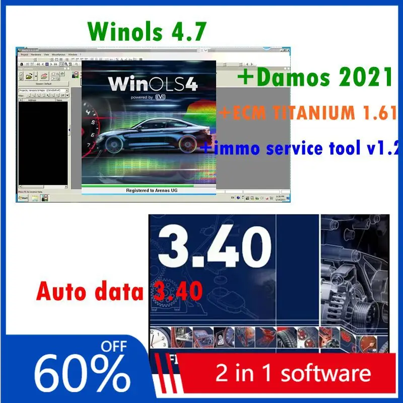 

ГОРЯЧЕЕ программное обеспечение для авторемонта 2025 года, автоматические данные 3,40 + WinOLS 4,7 с вилками + 2021 Damos + ECM TITANIUM + сервисный инструмент immo v1.2 программное обеспечение