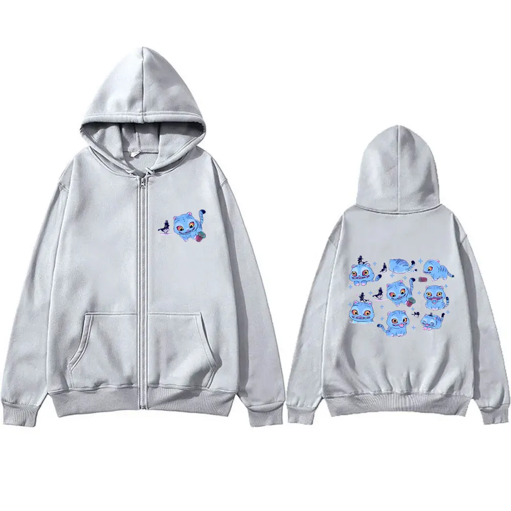 Kpop Demon Hunters Graphic Zipper Hoodie Cute Funny Derpy Tiger Print Jacket Coat Men Women Fashion Cartoon Trend Zip Up Hoodies