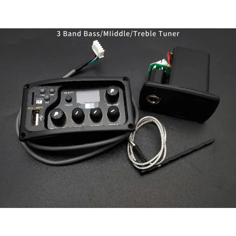 

3Band EQ with Tuner and MP3 Player Acoustic Guitar MP3 Equalizer Music Volume Bass Middle Treble Presence