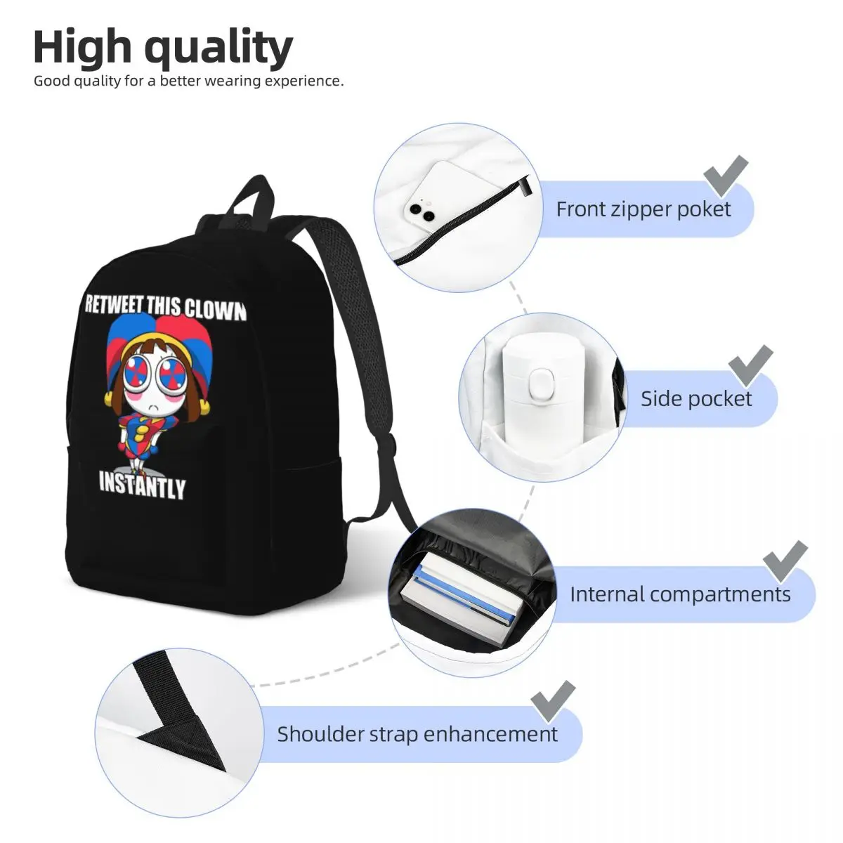 The Amazing Digital Circus Meme zaino per uomo donna Cool Student Business Daypack Laptop Computer borse di tela con tasca