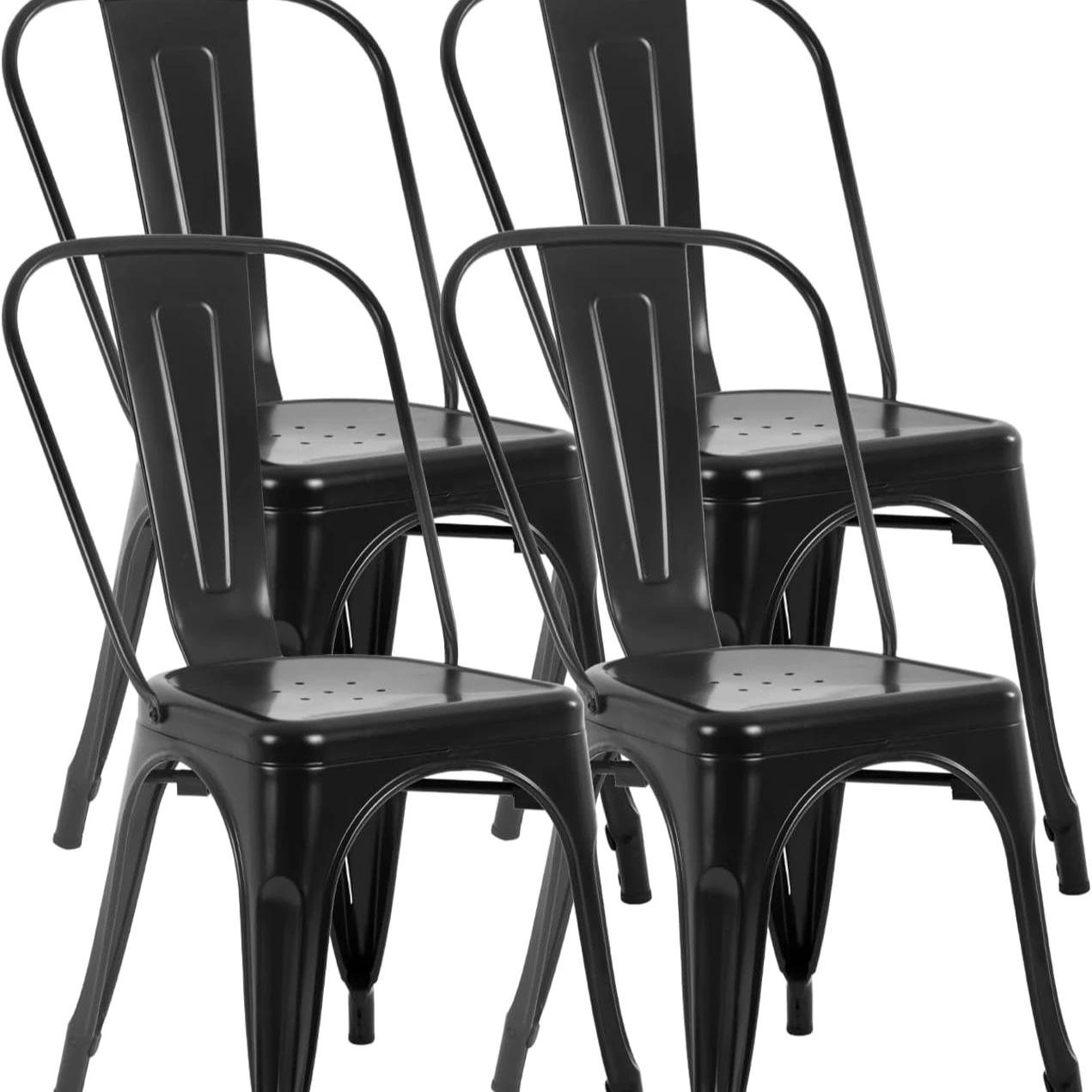 Metal Dining Chairs Set Of 4 Indoor Outdoor Patio Chairs Kitchen Metal 18 Inch Seat Height Restaurant Metal