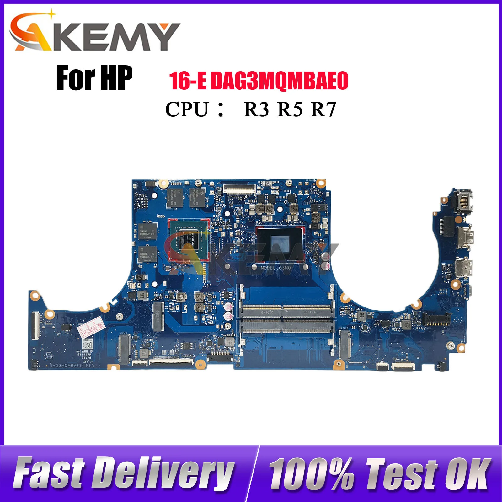 

DAG3MQMBAE0 Материнская плата для ноутбука HP Victus 16-E с процессором R5 R7 GTX1650 RTX3050Ti GPU M54836-601 100% полностью протестирована