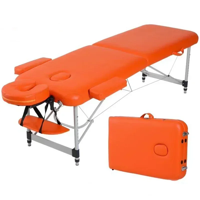 For 185*60cm Aluminum Alloy Folding Massage Bed with Carrying Case Spa Beauty Massage Tables Salon Furniture Height Adjustable