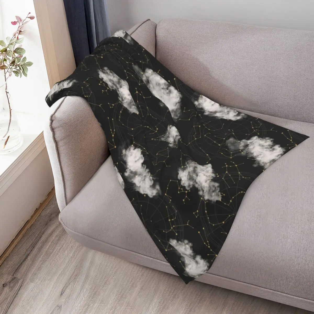 علم التنجيم الذهب الأسود كوكبة نمط هدية قسط الفن الملابس الأساسية الدافع إلهام الفرح المزاج مضحك رمي بطانية