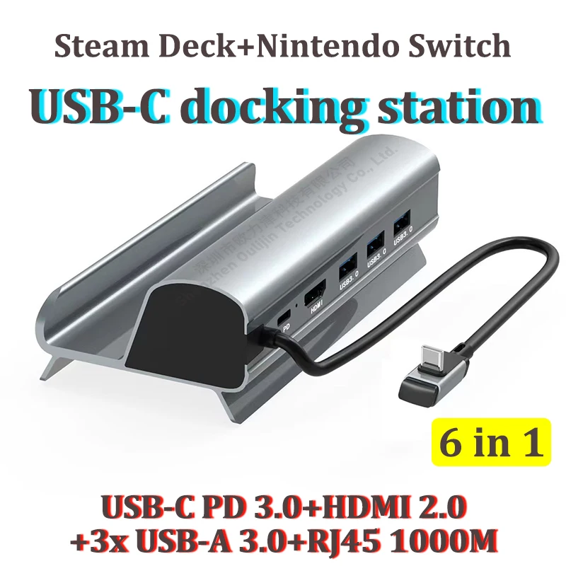 Imagem -02 - Gigabit Ethernet Rj45 pd Carregamento Usb Tipo-c Hub Docking Station Hdmi para Nintendo Switch Jsaux Ayaneo Asus Rog Steam Deck Doca