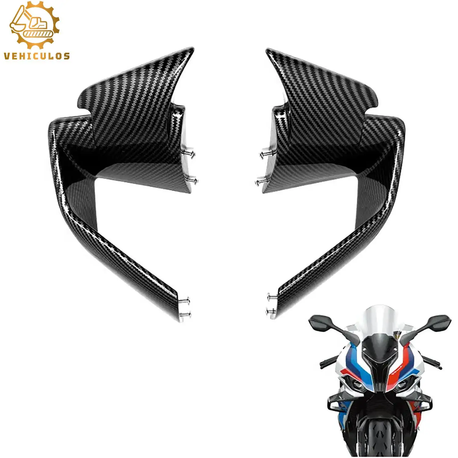 2PCS Motorcycle Accesorios Parts Carbon Fiber Front Spoiler Fxed Wind Winglets For BMW S1000RR S 1000RR M1000RR 2019-2022